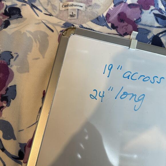 Croft & Barrow Sweater Womens Small Floral Cardigan 3/4 Sleeve Pullover Casual - Picture 9 of 9